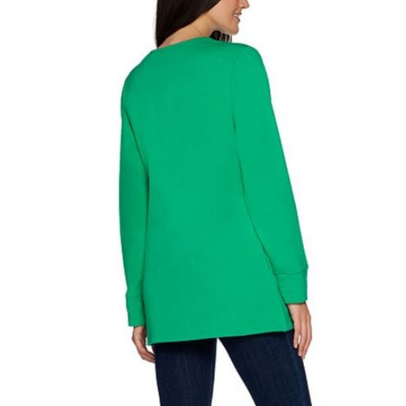 Quacker Factory Grommet Long Sleeve Tunic Top 3559 - Picture 2 of 3